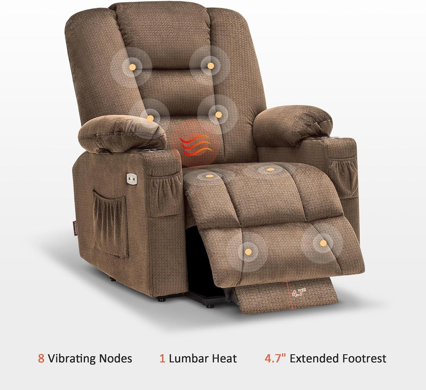 Power Lift Recliner Chair with Massage and Heat for Elderly People,