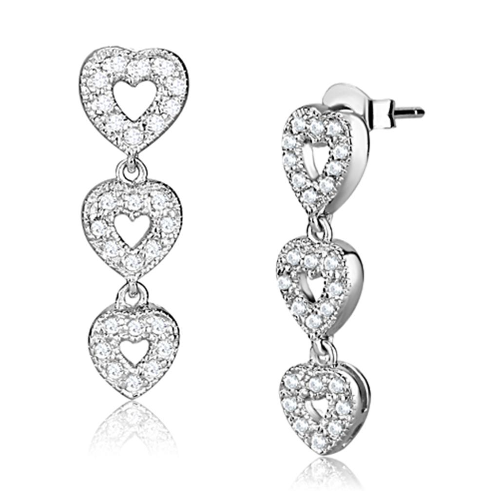 LOS722 - Rhodium 925 Sterling Silver Earrings with AAA Grade CZ  in